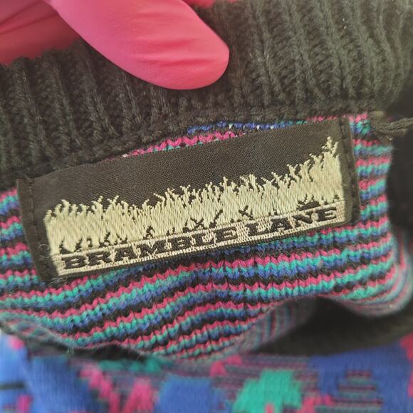 VTG 80s Bramble Lane Geometric Sweater Womens M Boxy Dropped Shoulder Acrylic - Picture 5 of 5